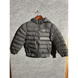 Nike Jacket Boys Small Black Puffer Hooded Full Zip Winter Coat Warm Logo